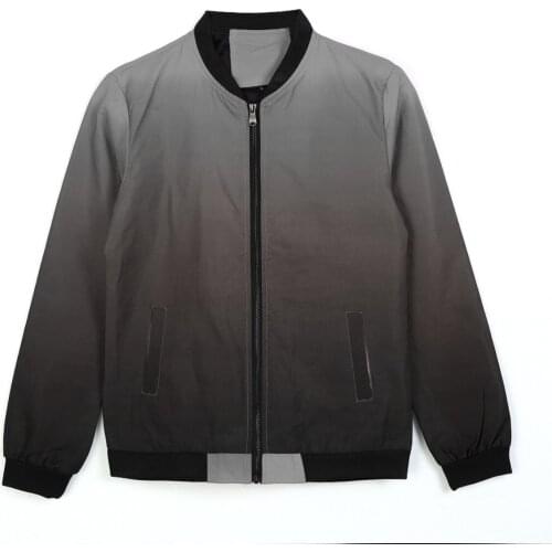 Winter Men Casual Gradient Color Gradient Jackets Baseball Long Sleeve Stand Collar Men Slim Fit Coats Zipper Jackets Outwear