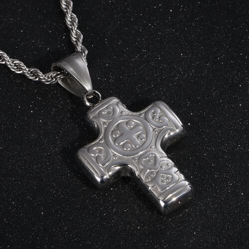Cross Fashion Vintage Stainless Steel Pendant Necklace For Men Personality Attractive Necklace Male Metal Jewelry Gold/Sliver