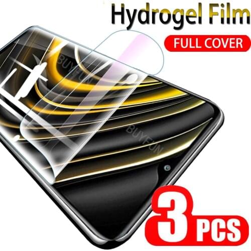 3PCS Soft Film For Xiaomi Poco M3 X3 NFC X2 Hydrogel Film PocoM3 Screen Protector For Xiomi PocoX3 Protective Film HD Not Glass