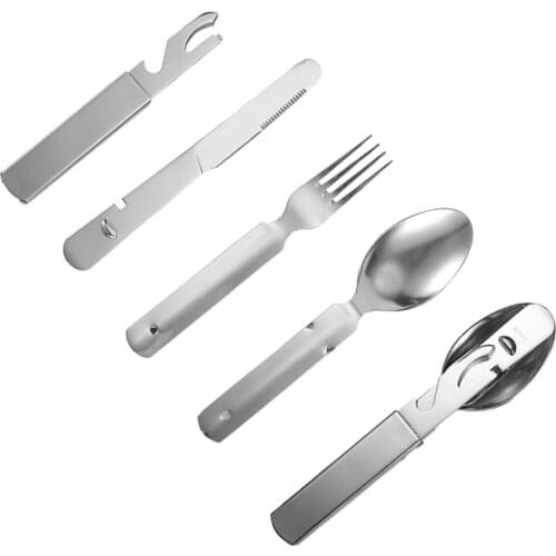 5pcs in 1 Set Portable Utensils Cutlery Set 5-Piece Including Knife Fork Spoon Stainless Steel Flatware Set for Travel Camping