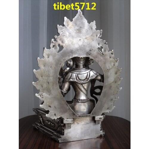 NEPAL BOUDDHA MANJUSHRI BRONZE COATED SILVER BOUDDHA 27 CM Garden Decoration 100% real Brass Bronzeroom Art