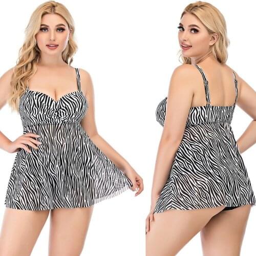 2021 New Plus Size Swimwear Women Swim Dress Boxer Conservative One-piece Swimsuit Vintage Beachwear Push Up Bathing Swimming
