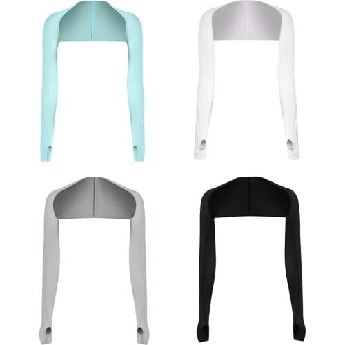 Cooling Shawl Arm Sleeves Non-slip Breathable Sun Protection Anti UV Ice Hand Cover Warmer with Finger Hole for Golfing Driving