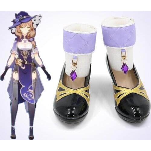 Genshin Impact Cosplay Halloween Lisa Wigs Cosplay Shoes Genshin Impact Mondstadt Lisa Princess Shoes Hairs Women Girls