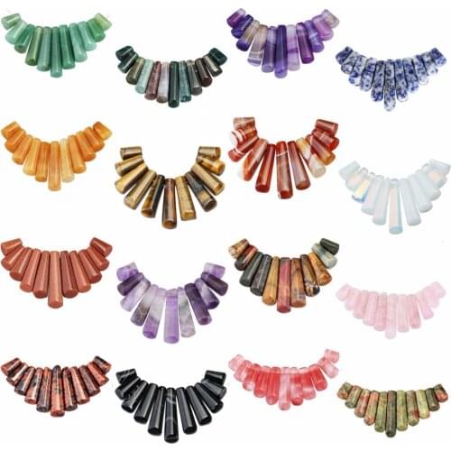 Colourful Natural Gem Stone Pendant Top Drilled Stone Loose Beads Set for Jewelry Making Accessories 11Pcs/Set