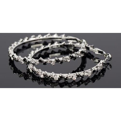 Earring fashion black rhinestone big circle earrings hoop earrings 2016 for women #E145