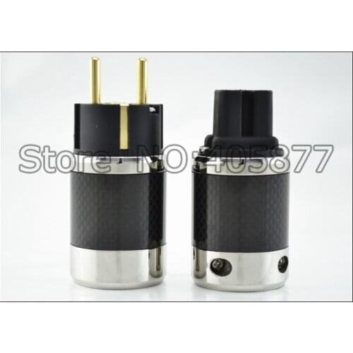 Audio power plug Carbom fiber gold plated Copper Gold Carbon European AC Power Plug