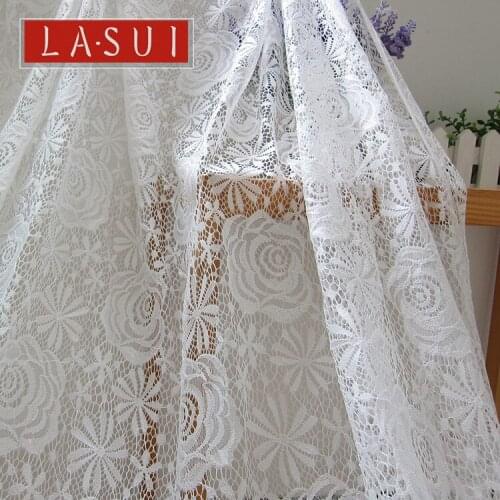 LASUI Big rose flowers white Cord french fabric thick, durable beautiful soft wedding dress skir suit latest fashion C0128