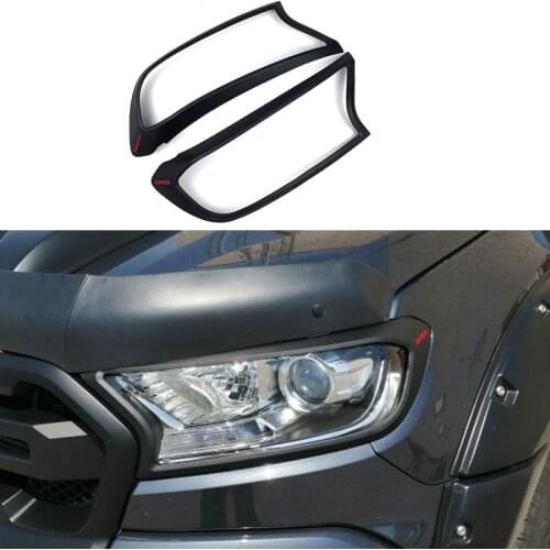 CARBON FIBER/FROSTED BLACK HEADLIGHT HEAD LAMP DECORATION COVER FIT FOR 2012-2020 FORD RANGER T6 T7 T8 HEADLIGHT COVER AUTO PART