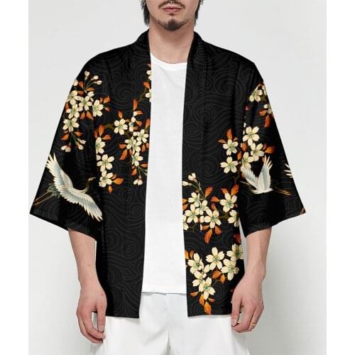 Japanese Blouse Kimono Cardigan Harajuku Samurai Costume Clothing Kimono Jacket Mens blusas mujer de moda 2019 Yukata Plus Szie