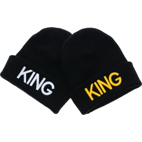 Women Men Lover Winter Warm Beanie Hat Couples King Queen Soft Warm Knitted Hat Hip Hop Rock Hat Cap For Couples Lovers
