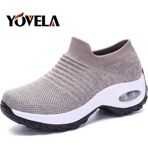 Women Flat Platform Air Cushion Shoes Breathable Mesh Casual Shoes High Quality Slip-on Comfortable Creepers Shoes Dancing Shoes