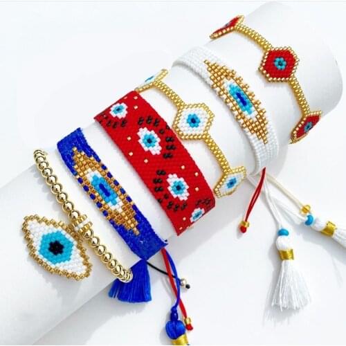 Go2boho 2021 Evil Eye Bracelet For Women Accessories Miyuki Beads Bracelets Handmade Woven Unique Jewelry Gifts Tassel Pulseras