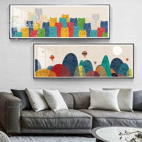 1 Pieces Home Decor Cartoon Wall Art Pictures For Living Room Cat HD Print Canvas Paintings Kids Childrens Living Room Posters