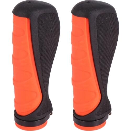 2pcs Comfortable MTB Handlebar Grips Rubber Anti-slip Bike Handlebar Cover Hand Grips (Black and Orange)