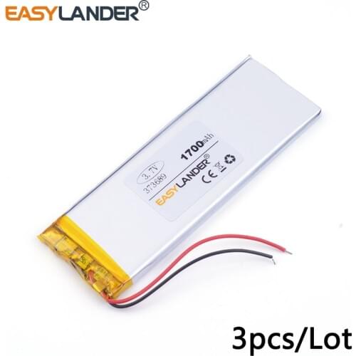 3pcs /Lot 3.7v lithium Li ion polymer rechargeable battery 373689 1700mAh for China Note5 Clone n9200 MTK Android Smart Phone