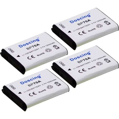 4Pc 3.7V BP-70A BP70A Battery for Samsung ST90 ST95 ST100 ST150F ST700 ST6500 SL50 SL600 SL605 SL630 WB30F WB35F WB50F ES70 ES80