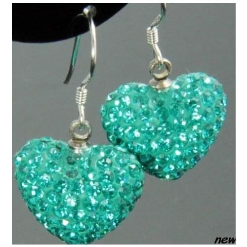 5pair/lot silver plated Rhinestone clay micro pave disco mix multicolor Crystal Beads white Heart drop earrings r534