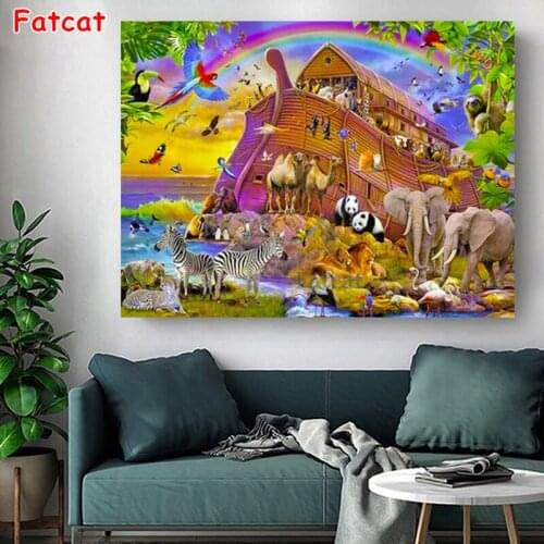 Diy Diamond Embroidery Ark Van Noach Full Square Drill New Arrival 5D Diamond Painting Cross Stitch Kit Home Decor Gift PP2392