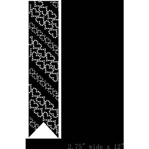 Free Shipping staggered heart cheer bow strip 2.75" x 12" rhinestone Iron On bling transfer