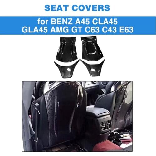 Gloss Matt Carbon Fiber Seat Back Backseat Trim Covers 4 PC/Set fit for Mercedes Benz A45 CLA45 GLA45 AMG GT C63 C43 E63 12-18