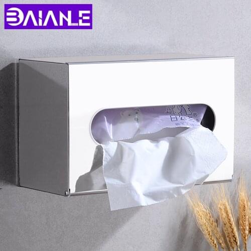Toilet Paper Holder with Shelf Cover Stainless Steel Bathroom Paper Towel Holder Rack Wall Mounted WC Roll Paper Tissue Box