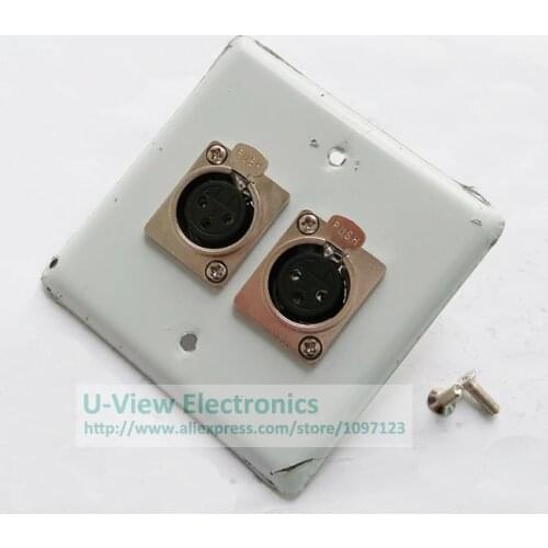 NCHTEK Dual Microphone XLR 3Pin Female Plug Stainless Steel Module Panel Socket For Wall Plate/Free Shipping/2PCS