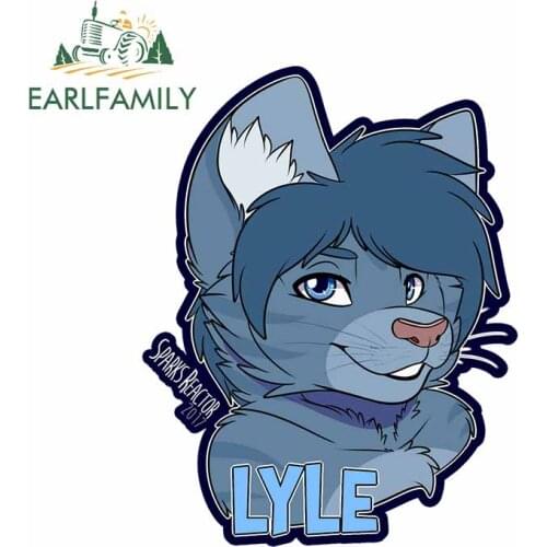 EARLFAMILY 13cm x 10.2cm for Lyle Badge Cat Furry Bumper Window Car Stickers Fashion Occlusion Scratch Waterproof Trunk Decal