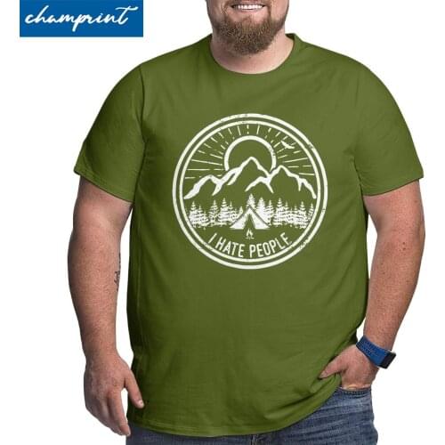 Camping I Hate People T Shirt Camping Lovers Mountain Climbing Hiking T-Shirts Men Big Tall Tees Oversized 4XL 5XL 6XL Clothing