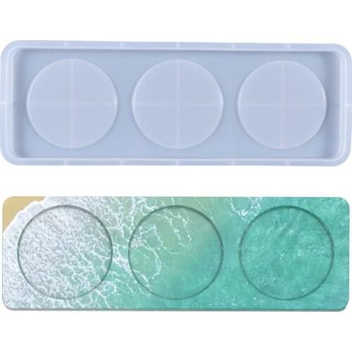 Hot Sale Diy Crystal Glue Mold Three Grid Wine Bottle Wine Glass Tray Silicone Mold Wholesale