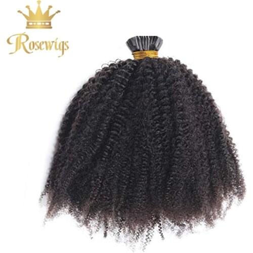 I Tip Jerry Kinky Straight Afro Curly Virgin Brazilian Hair For Black Women