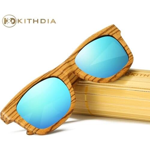 KITHDIA Polarized Zebra Wood Sunglasses Men Women Hand Made Vintage Wooden Frame Sun Glasses With Box #Drop shipping