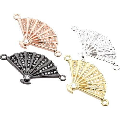 Classic Fan-Shaped Inlaid Zircon Beads Women Jewelry DIY Accessories For Jewelry Making Findings Wholesale Supplies