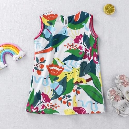 2020 Summer Cross-Border Childrens Clothing New Ins Animal And Plant Print Sleeveless Girls Dress Skirt