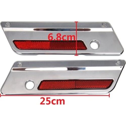 Motorcycle Left&Right ABS Cut Saddlebag Latch Side Cover With Red Reflector For Harley Touring Electra Street Glide 1993-2013