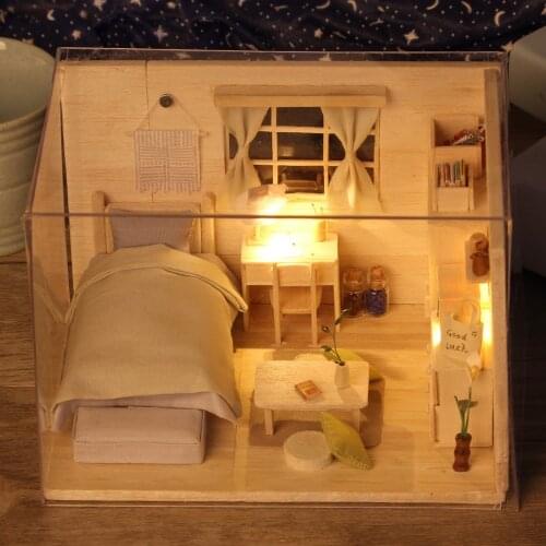 Wooden Dollhouse Miniature Bedroom DIY Kit Handcrafted DIY Wooden Dolls House Project, Best Birthday Gift for Boys and Girls
