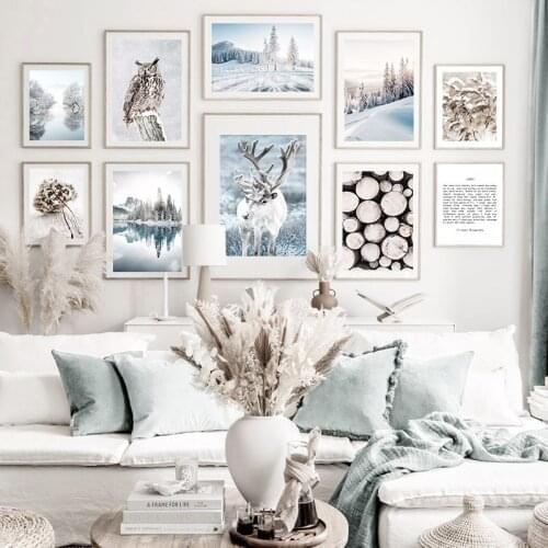 Mystical Siberia Winter Snow Forest Landscape Painting Nordic Morning Scenery Canvas Poster Art Print Wall Picture Home Decor