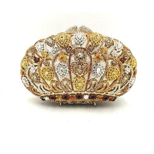 Fashion handbag ladies Bridal wedding party women evening party bag diamonds luxury queen crown clutches elegant crystal purses