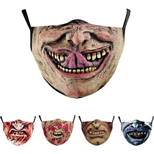 Fashion Horror Face-Mouth Masks Halloween Cospaly Cycling Spots Protection Breathable Adult Party Gift Mask Womens Men Unisex