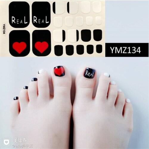 22tips/sheet Toe Nail Stickers Waterproof Full Cover Foot Decals Toe Nail Wraps Adhesive Stickers Flower DIY Salon Manicure