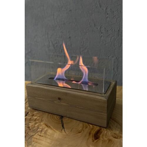 Natural Wood Table Top Fireplace