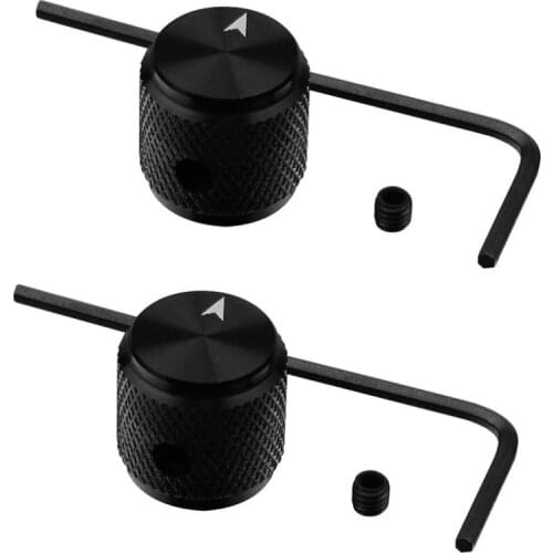 New 2pcs Aluminum Guitar Knobs Amp Amplifier Knobs Black with Set Screw Electric Guitar Accessories