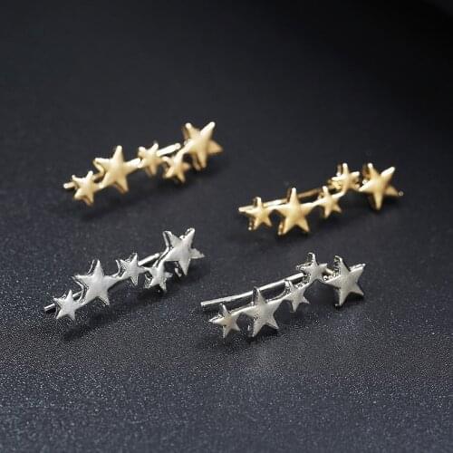 New Gold Silver Color Star Ear Cuff Drop Earrings For Women Girl Stars Climbing Elegant Piercing Cartilage Earrings Crawlers Pin