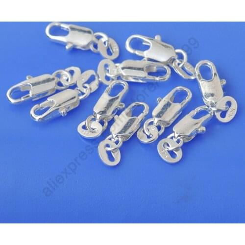 Wholesale Jewelry Findings 50PCS/Pcs Real Pure 925 Sterling Silver Lobster Clasps With 925 Tag For Handmade Jewelry