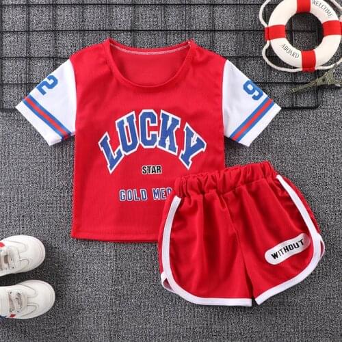 3 4 5 6 Years Old Big Boys Tracksuit Kids Basketball Sport Clothes Girls Sets Clothing Short Sleeve + Shorts 2 Piece Set