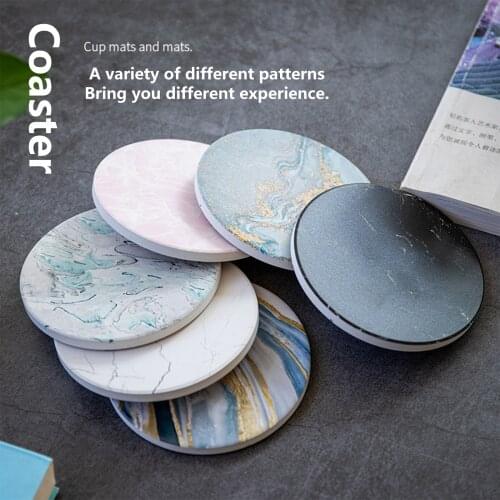 Marble Style Cup Coasters Nordic Insulated Round Ceramic Coffee Mug Coasters Absorbent Hot Pads Wedding Home Kitchen Placemat