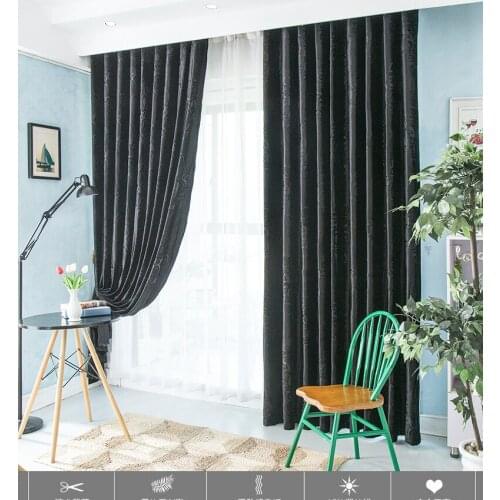 Luxury Italian Velvet Blackout Black Curtains 3D Floral Embroidery Window Treatment for Bedroom Flocked Jacquard Cortinas Drapes