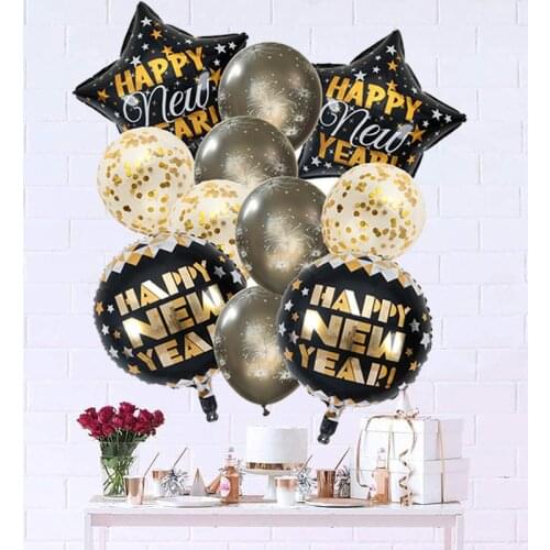 Happy New Year Party Decorations Foil Latex Balloons Merry Christmas Ornament Party Sequins Air Ballons yl36