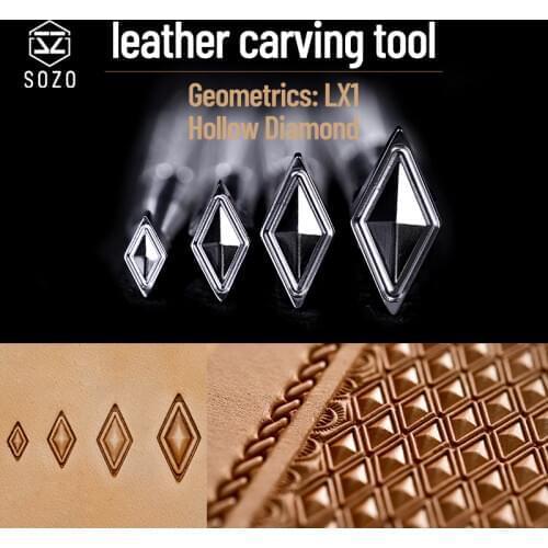 SOZO LX1 Geometrics Hollow Diamond Leather Work Stamping Tool Carving Pattern 304 Stainless Streel Stamps