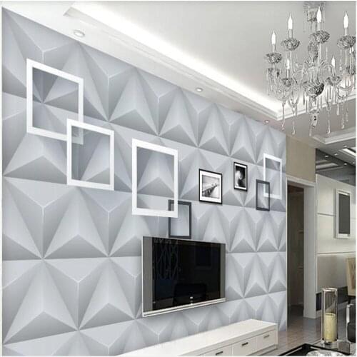 Modern and simple three-dimensional triangle photo frame art wallpapers TV background wall modern wallpaper for living room